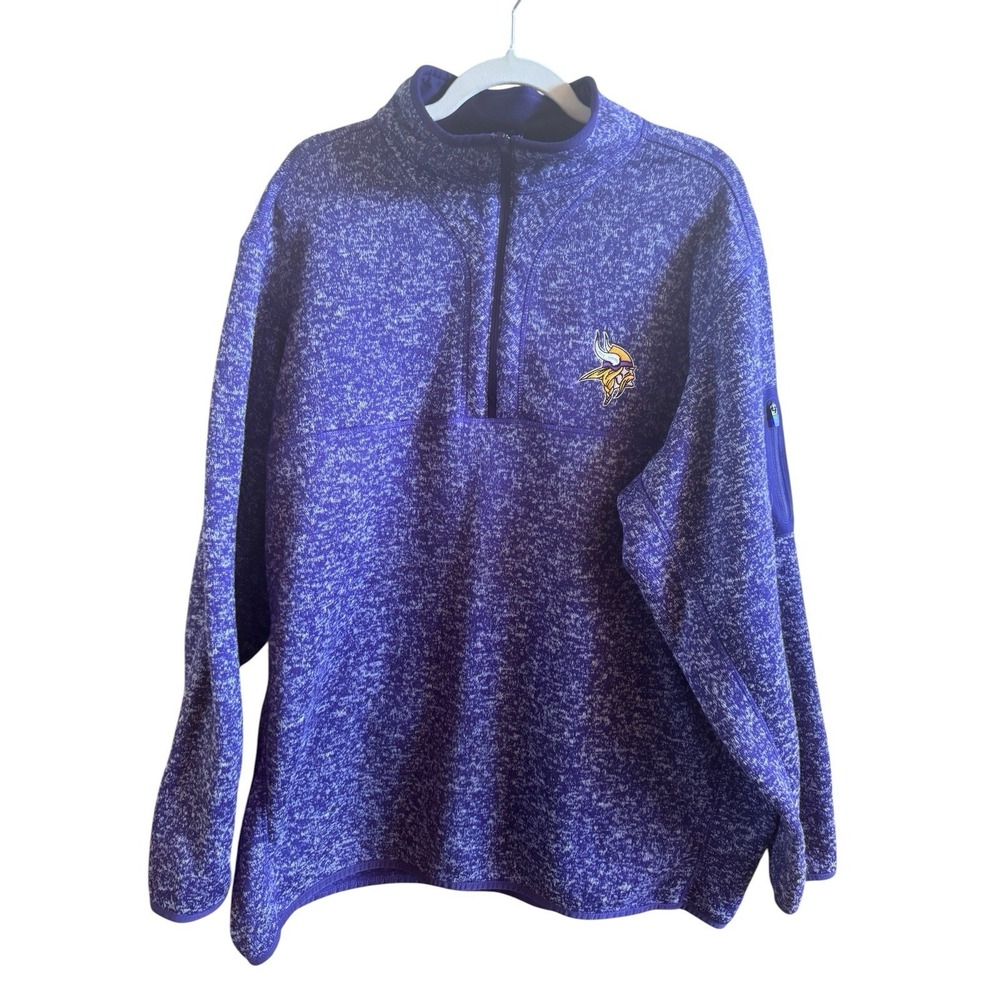 Antigue Men's Purple Heather Minnesota‎ Vikings 2XL Quarter Zip Pullover Jacket